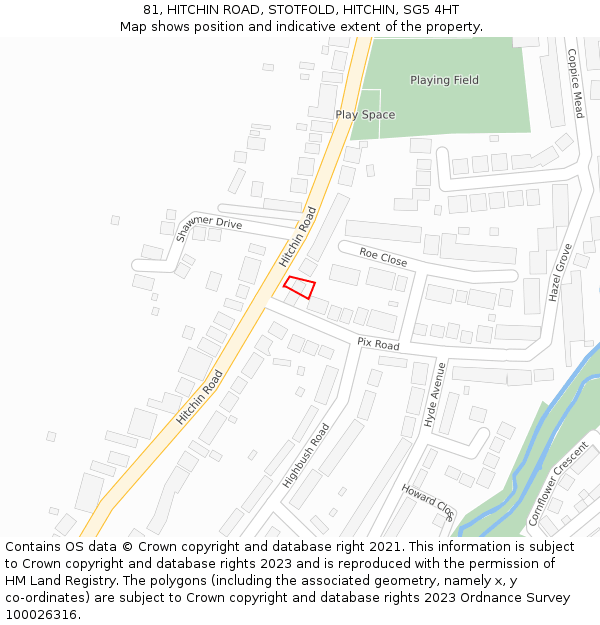 81, HITCHIN ROAD, STOTFOLD, HITCHIN, SG5 4HT: Location map and indicative extent of plot