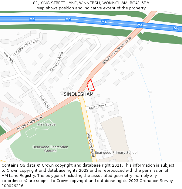 81, KING STREET LANE, WINNERSH, WOKINGHAM, RG41 5BA: Location map and indicative extent of plot