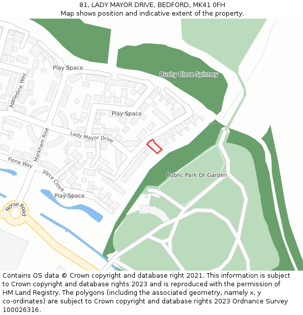 81, LADY MAYOR DRIVE, BEDFORD, MK41 0FH: Location map and indicative extent of plot