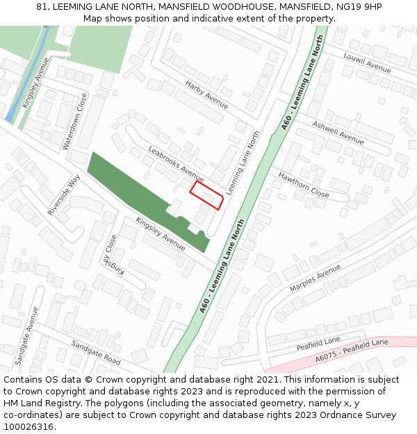 81, LEEMING LANE NORTH, MANSFIELD WOODHOUSE, MANSFIELD, NG19 9HP: Location map and indicative extent of plot