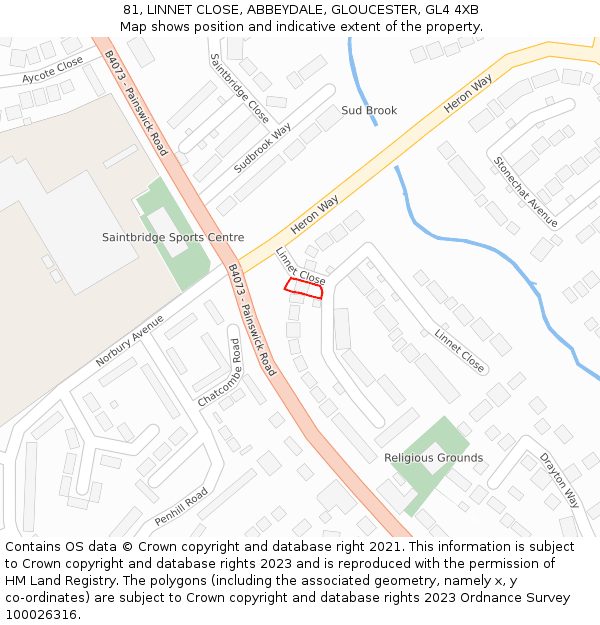 81, LINNET CLOSE, ABBEYDALE, GLOUCESTER, GL4 4XB: Location map and indicative extent of plot