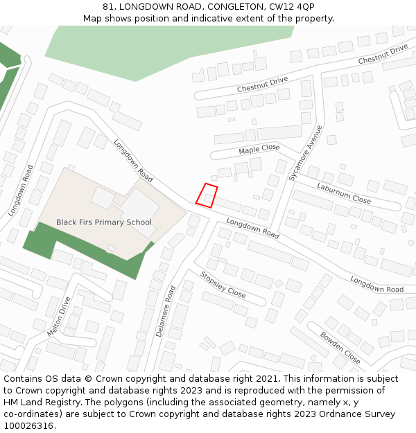 81, LONGDOWN ROAD, CONGLETON, CW12 4QP: Location map and indicative extent of plot