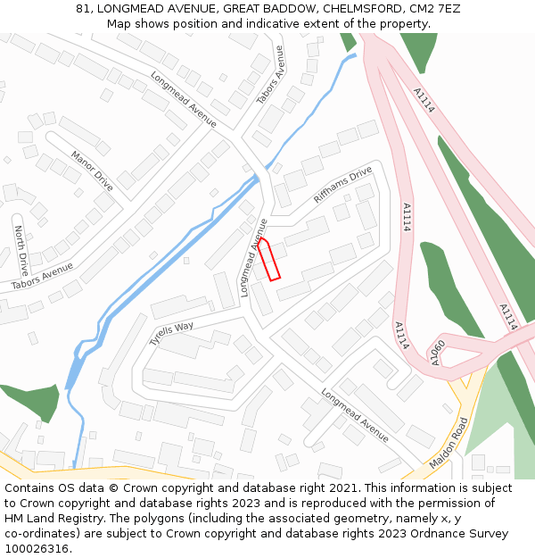 81, LONGMEAD AVENUE, GREAT BADDOW, CHELMSFORD, CM2 7EZ: Location map and indicative extent of plot