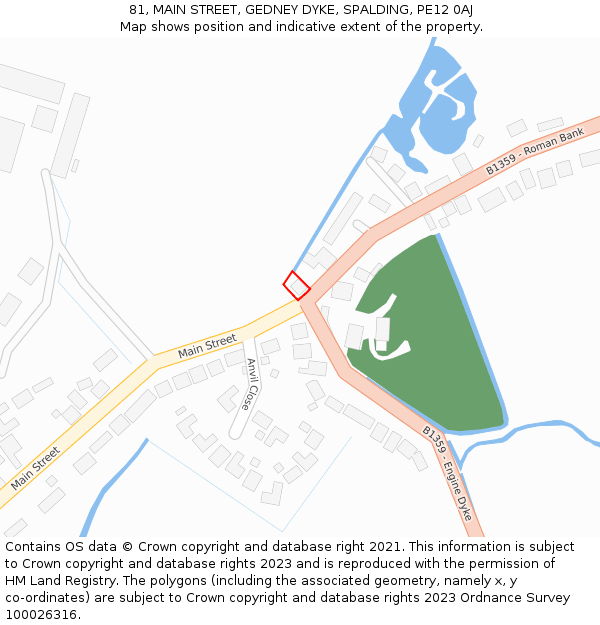 81, MAIN STREET, GEDNEY DYKE, SPALDING, PE12 0AJ: Location map and indicative extent of plot