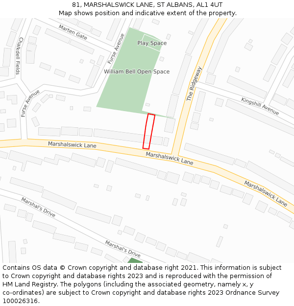 81, MARSHALSWICK LANE, ST ALBANS, AL1 4UT: Location map and indicative extent of plot