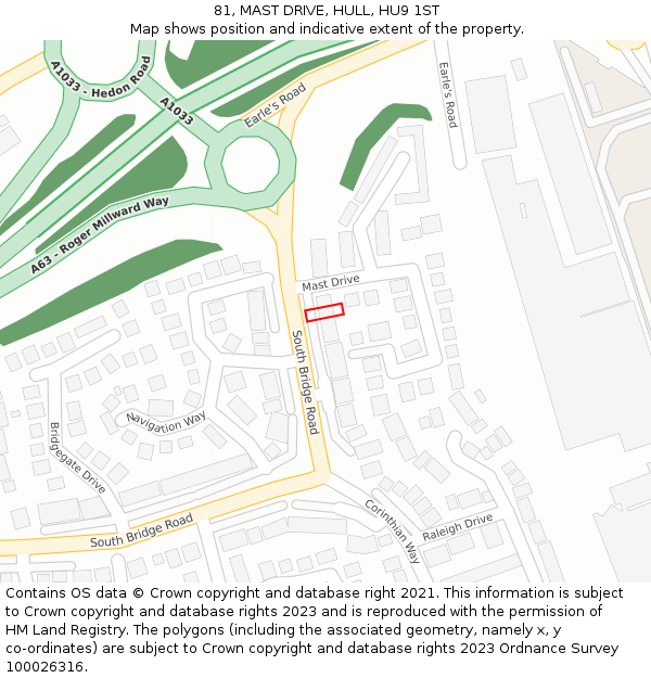 81, MAST DRIVE, HULL, HU9 1ST: Location map and indicative extent of plot