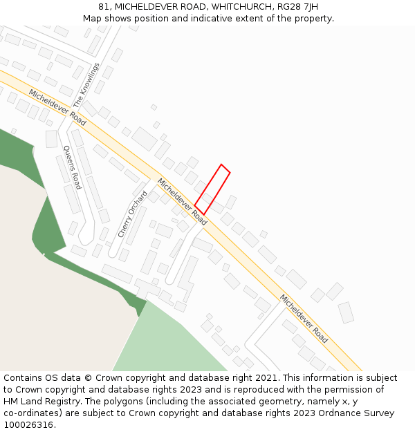 81, MICHELDEVER ROAD, WHITCHURCH, RG28 7JH: Location map and indicative extent of plot