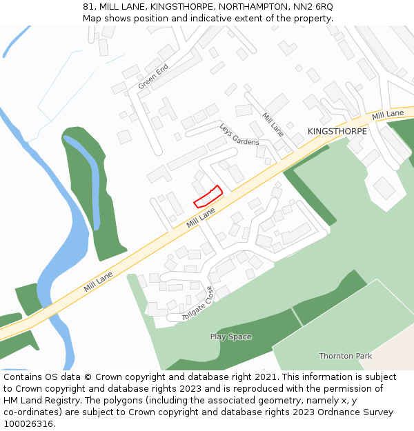 81, MILL LANE, KINGSTHORPE, NORTHAMPTON, NN2 6RQ: Location map and indicative extent of plot