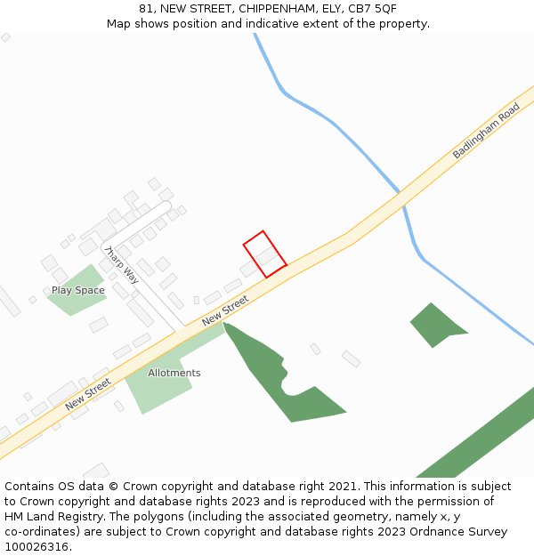 81, NEW STREET, CHIPPENHAM, ELY, CB7 5QF: Location map and indicative extent of plot