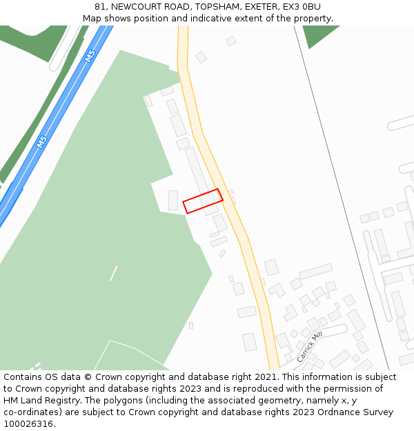 81, NEWCOURT ROAD, TOPSHAM, EXETER, EX3 0BU: Location map and indicative extent of plot