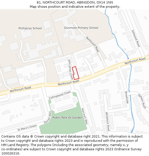 81, NORTHCOURT ROAD, ABINGDON, OX14 1NN: Location map and indicative extent of plot