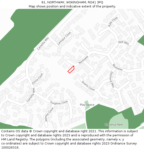 81, NORTHWAY, WOKINGHAM, RG41 3PQ: Location map and indicative extent of plot