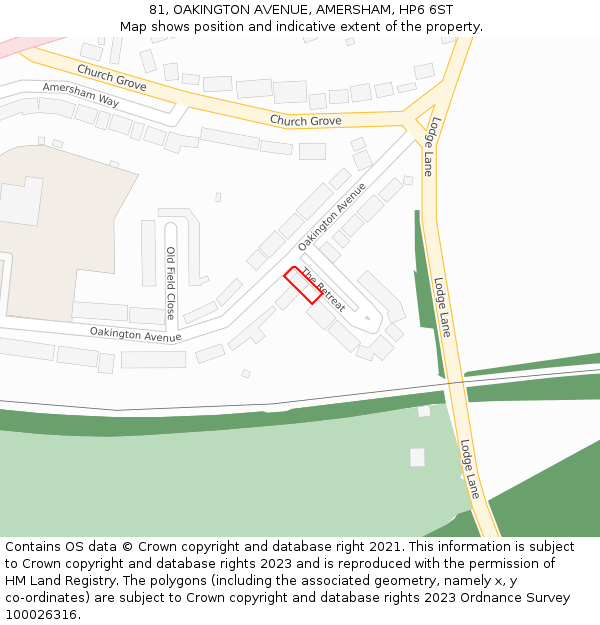 81, OAKINGTON AVENUE, AMERSHAM, HP6 6ST: Location map and indicative extent of plot