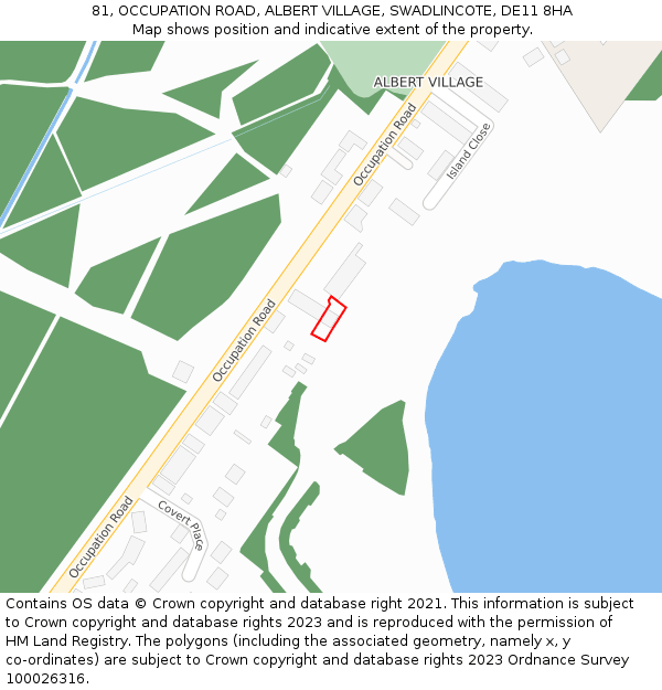 81, OCCUPATION ROAD, ALBERT VILLAGE, SWADLINCOTE, DE11 8HA: Location map and indicative extent of plot