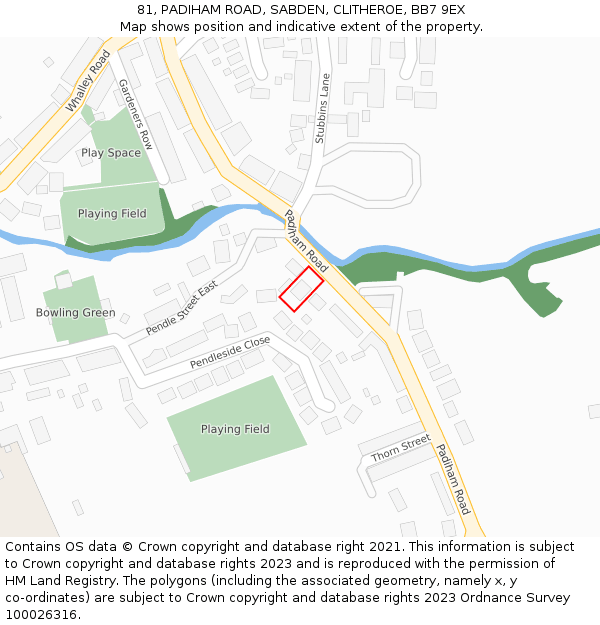 81, PADIHAM ROAD, SABDEN, CLITHEROE, BB7 9EX: Location map and indicative extent of plot