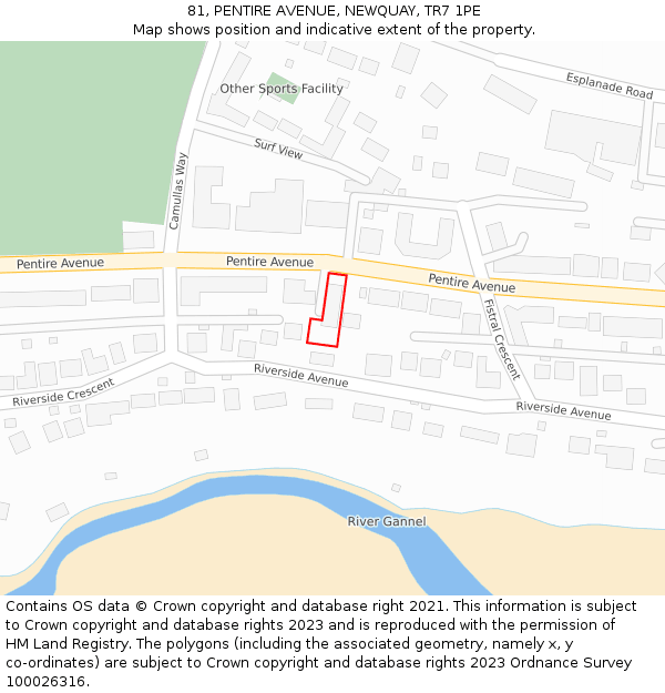 81, PENTIRE AVENUE, NEWQUAY, TR7 1PE: Location map and indicative extent of plot