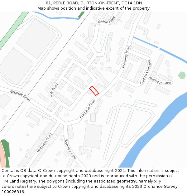 81, PERLE ROAD, BURTON-ON-TRENT, DE14 1DN: Location map and indicative extent of plot