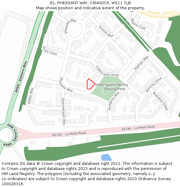 81, PHEASANT WAY, CANNOCK, WS11 7LB: Location map and indicative extent of plot