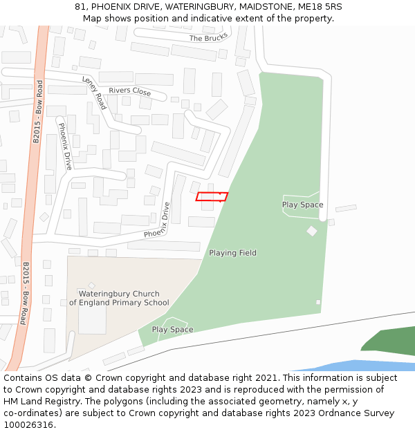 81, PHOENIX DRIVE, WATERINGBURY, MAIDSTONE, ME18 5RS: Location map and indicative extent of plot