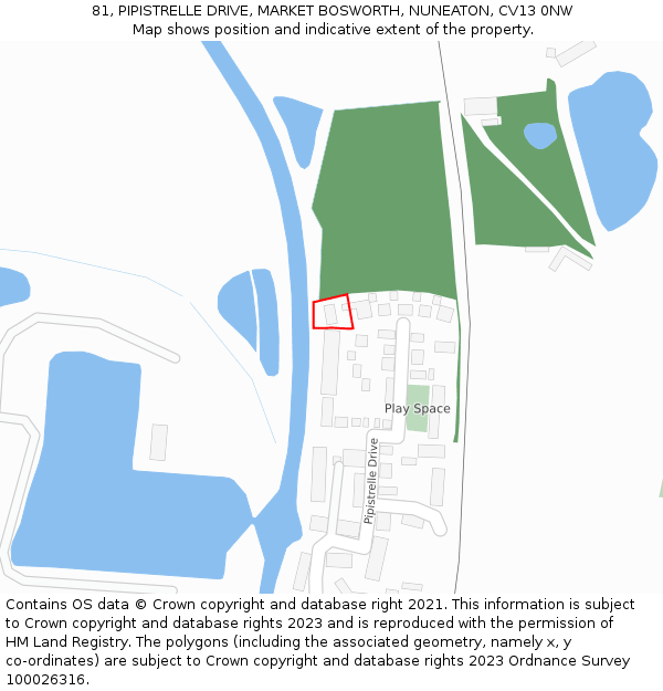 81, PIPISTRELLE DRIVE, MARKET BOSWORTH, NUNEATON, CV13 0NW: Location map and indicative extent of plot