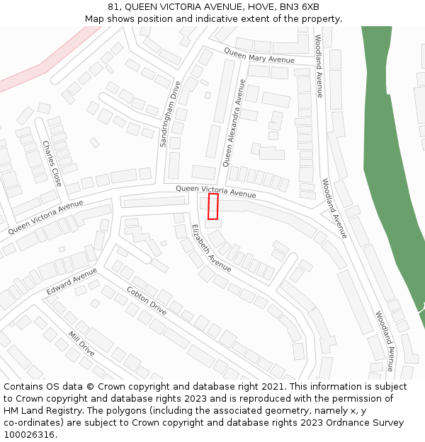 81, QUEEN VICTORIA AVENUE, HOVE, BN3 6XB: Location map and indicative extent of plot