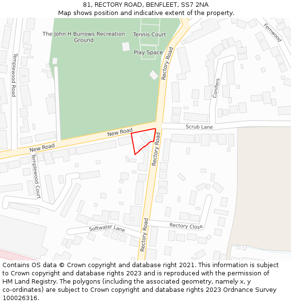 81, RECTORY ROAD, BENFLEET, SS7 2NA: Location map and indicative extent of plot