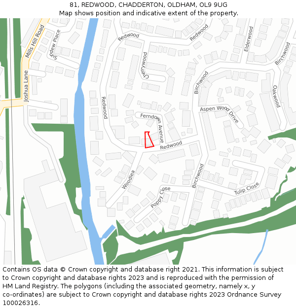 81, REDWOOD, CHADDERTON, OLDHAM, OL9 9UG: Location map and indicative extent of plot