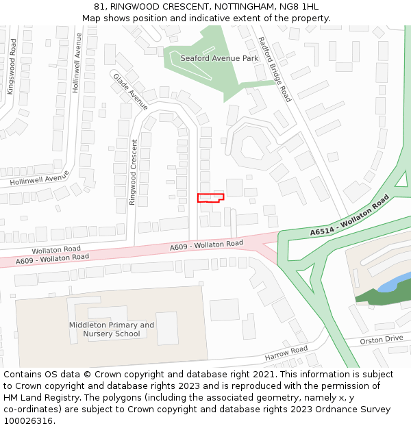 81, RINGWOOD CRESCENT, NOTTINGHAM, NG8 1HL: Location map and indicative extent of plot