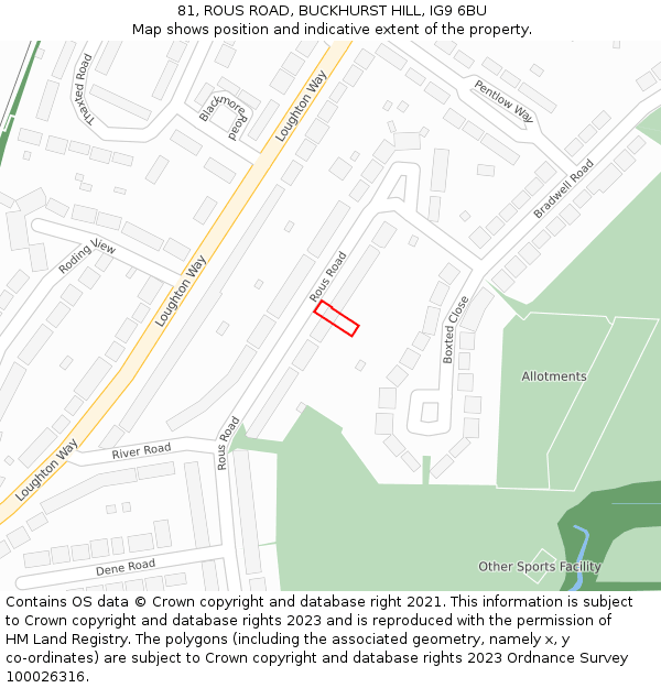 81, ROUS ROAD, BUCKHURST HILL, IG9 6BU: Location map and indicative extent of plot