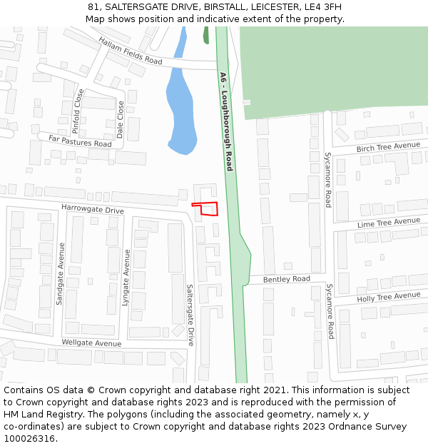 81, SALTERSGATE DRIVE, BIRSTALL, LEICESTER, LE4 3FH: Location map and indicative extent of plot