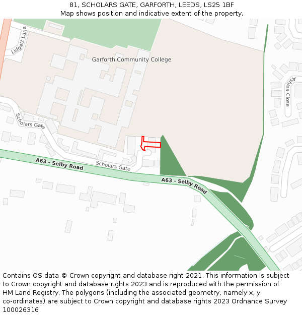 81, SCHOLARS GATE, GARFORTH, LEEDS, LS25 1BF: Location map and indicative extent of plot