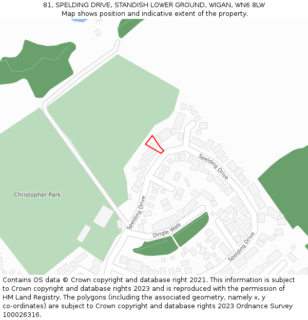 81, SPELDING DRIVE, STANDISH LOWER GROUND, WIGAN, WN6 8LW: Location map and indicative extent of plot