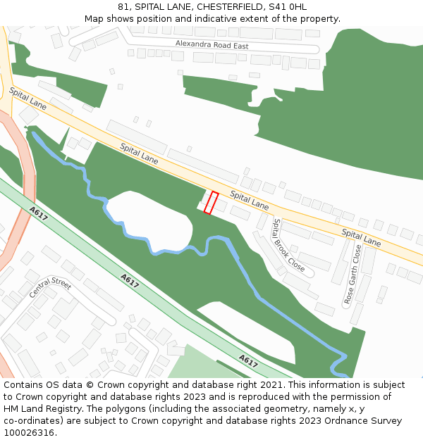 81, SPITAL LANE, CHESTERFIELD, S41 0HL: Location map and indicative extent of plot