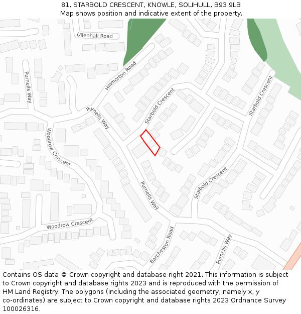 81, STARBOLD CRESCENT, KNOWLE, SOLIHULL, B93 9LB: Location map and indicative extent of plot