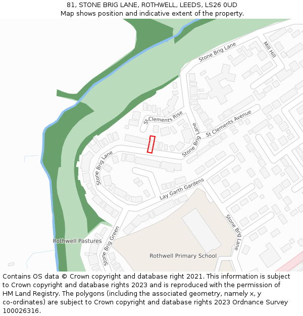81, STONE BRIG LANE, ROTHWELL, LEEDS, LS26 0UD: Location map and indicative extent of plot
