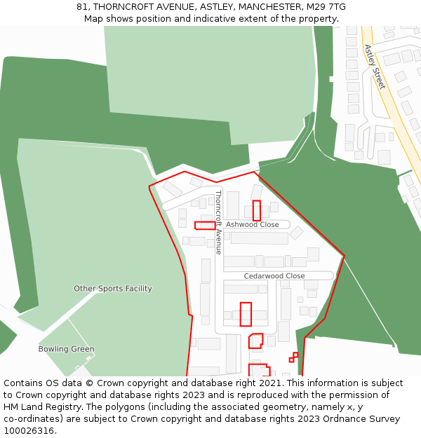 81, THORNCROFT AVENUE, ASTLEY, MANCHESTER, M29 7TG: Location map and indicative extent of plot