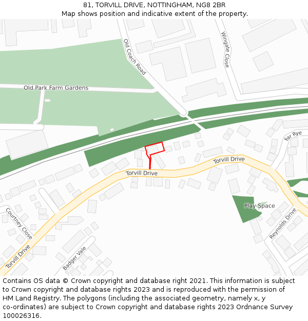 81, TORVILL DRIVE, NOTTINGHAM, NG8 2BR: Location map and indicative extent of plot