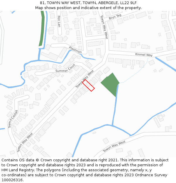 81, TOWYN WAY WEST, TOWYN, ABERGELE, LL22 9LF: Location map and indicative extent of plot