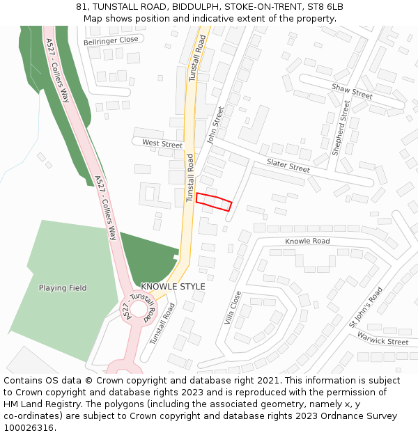 81, TUNSTALL ROAD, BIDDULPH, STOKE-ON-TRENT, ST8 6LB: Location map and indicative extent of plot