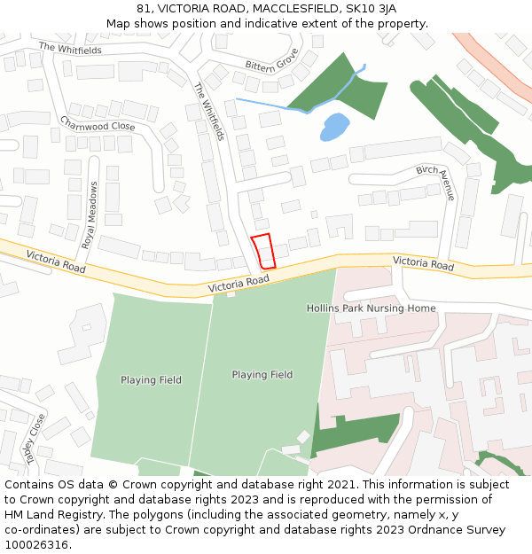 81, VICTORIA ROAD, MACCLESFIELD, SK10 3JA: Location map and indicative extent of plot