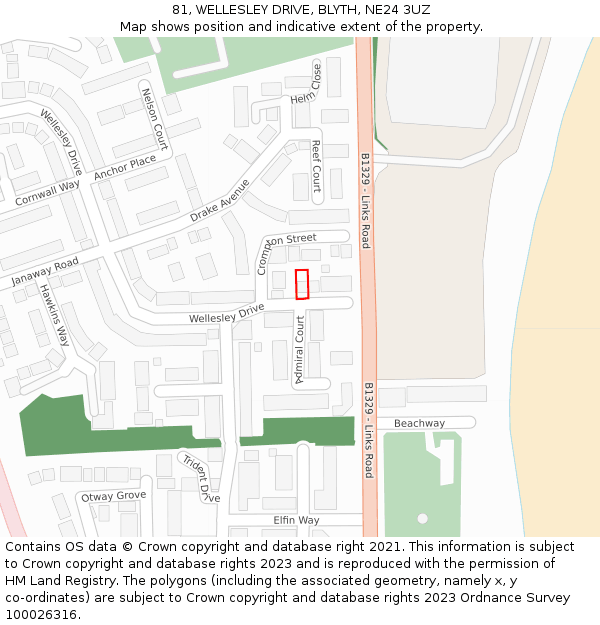 81, WELLESLEY DRIVE, BLYTH, NE24 3UZ: Location map and indicative extent of plot