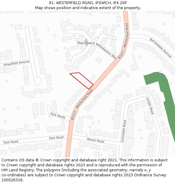 81, WESTERFIELD ROAD, IPSWICH, IP4 2XP: Location map and indicative extent of plot