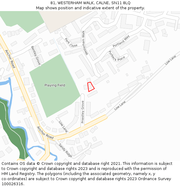 81, WESTERHAM WALK, CALNE, SN11 8LQ: Location map and indicative extent of plot