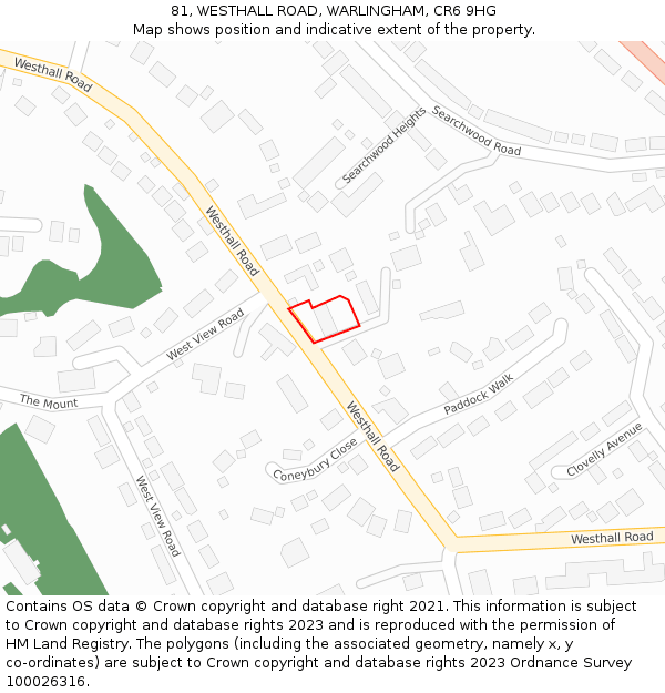 81, WESTHALL ROAD, WARLINGHAM, CR6 9HG: Location map and indicative extent of plot