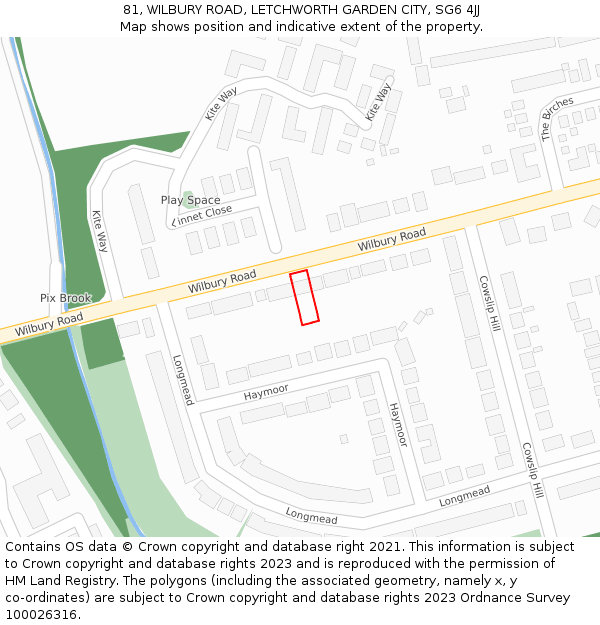 81, WILBURY ROAD, LETCHWORTH GARDEN CITY, SG6 4JJ: Location map and indicative extent of plot