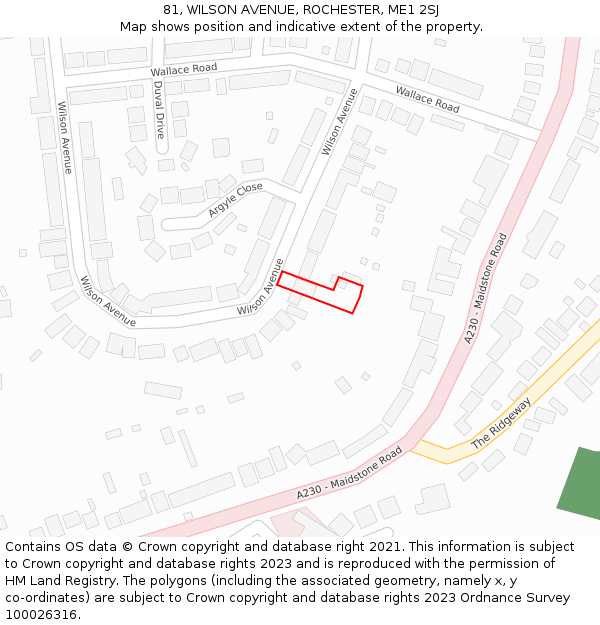 81, WILSON AVENUE, ROCHESTER, ME1 2SJ: Location map and indicative extent of plot