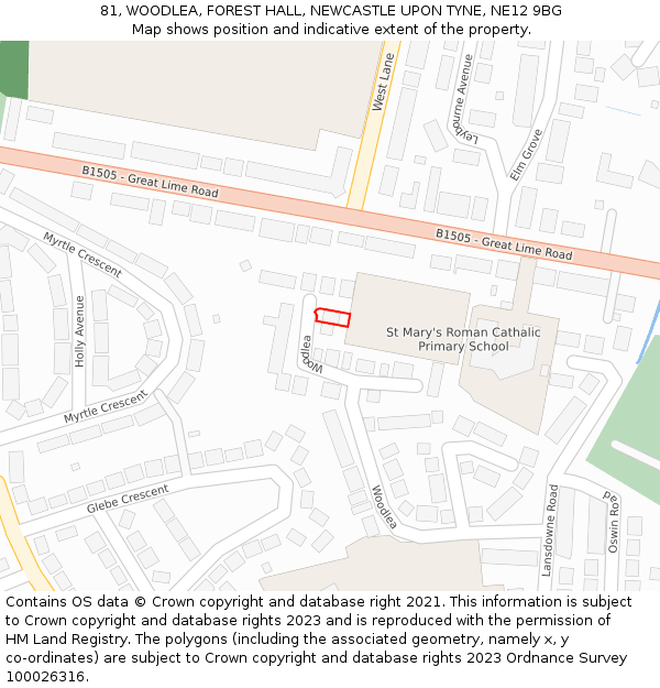 81, WOODLEA, FOREST HALL, NEWCASTLE UPON TYNE, NE12 9BG: Location map and indicative extent of plot