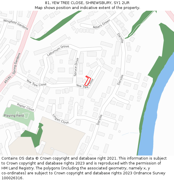 81, YEW TREE CLOSE, SHREWSBURY, SY1 2UR: Location map and indicative extent of plot