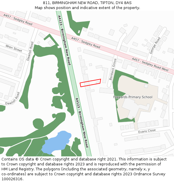 811, BIRMINGHAM NEW ROAD, TIPTON, DY4 8AS: Location map and indicative extent of plot