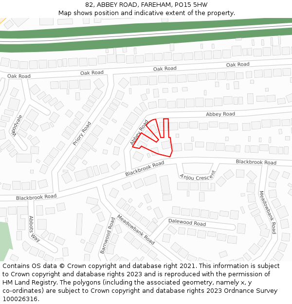 82, ABBEY ROAD, FAREHAM, PO15 5HW: Location map and indicative extent of plot